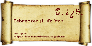 Debreczenyi Áron névjegykártya